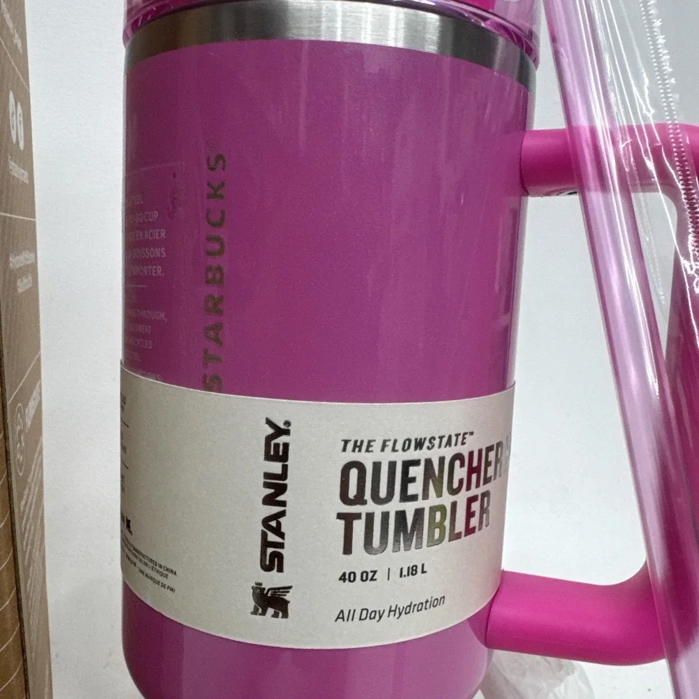 Stanley Starbucks Cherry Blossom Pink 40 oz The Flow State Tumbler Quencher New - Picture 2 of 11